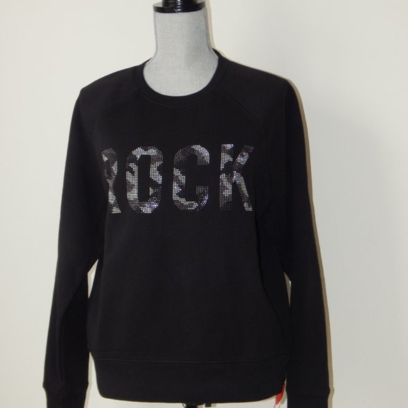 NWT Zadig & Voltaire Upper Camo Strass Rhinestone Raglan Black Sweater Top - Picture 3 of 7